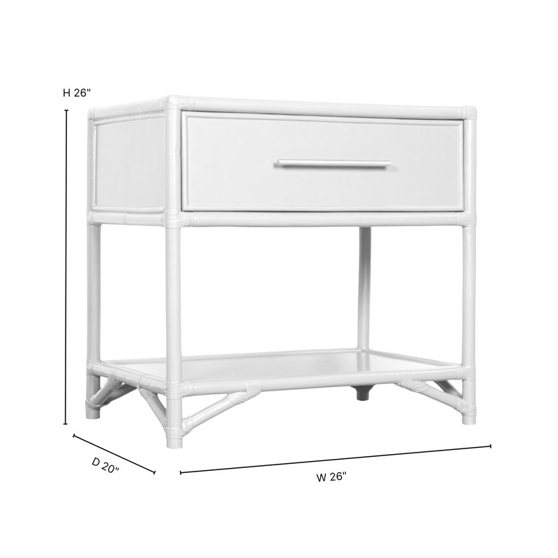 Olivia Collection 1 - Drawer Rattan Nightstand, Hot Pink