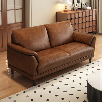 Brown Genuine Leather Standard Sofa cushion Loveseat