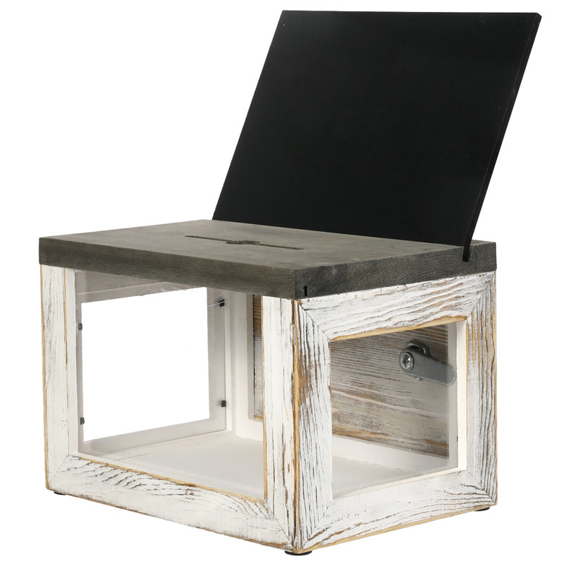 Solid Wood Drop Box w/ Chalkboard Sign