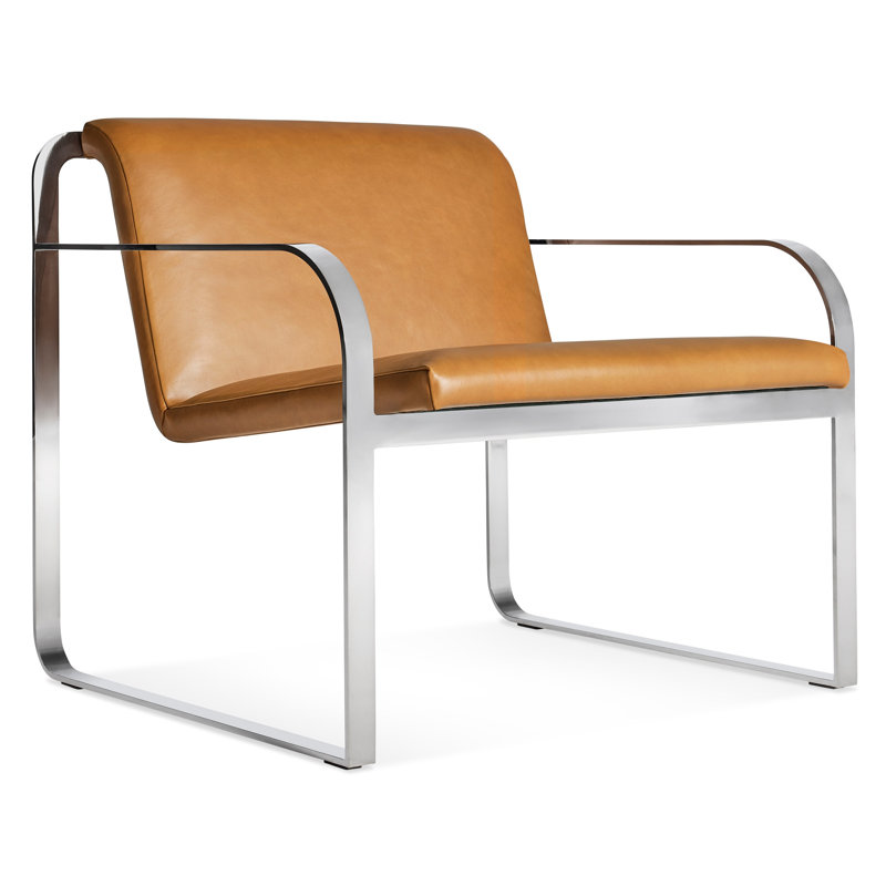 Skald Lounge Chair, Canyon Genuine Leather, Polished Chrome