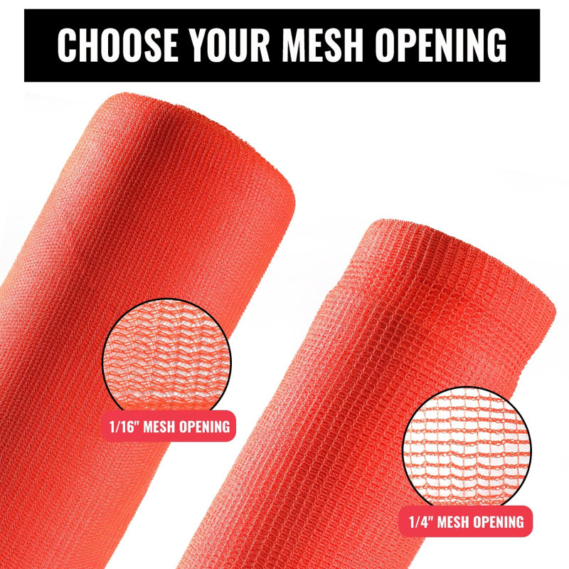 Heavy Duty Orange Safety Debris Netting Rolls - Fire Retardant Mesh Roll,  100' H x 10' W x 0.021' D
