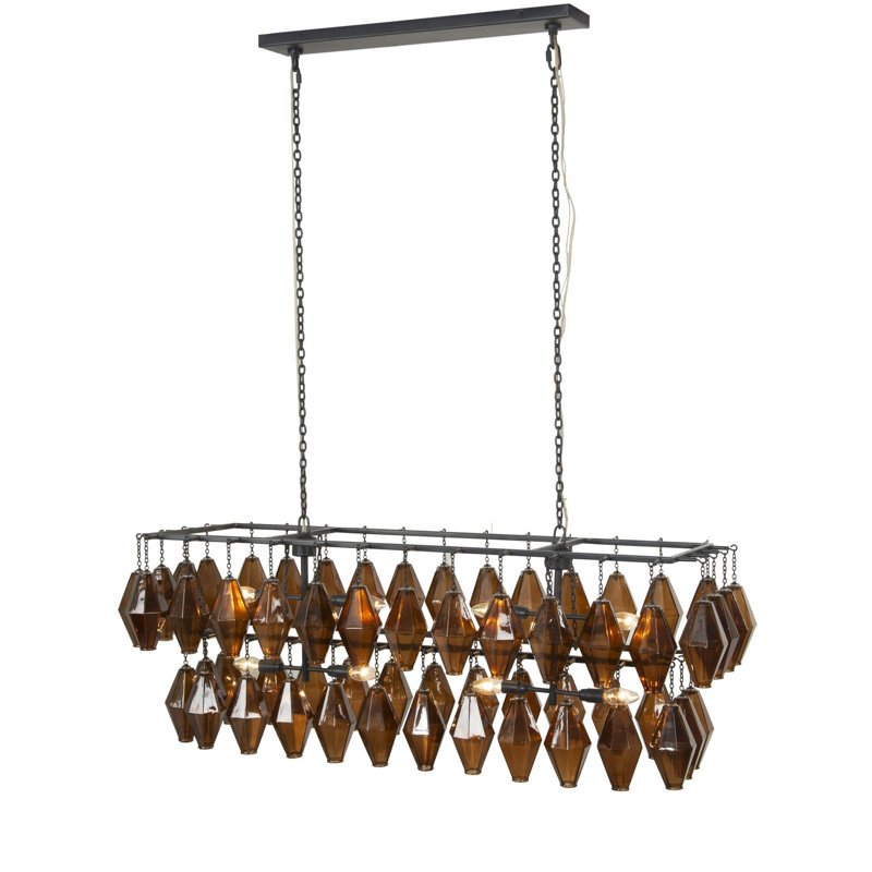 Adeline Rectangular Chandelier-Amber Glass
