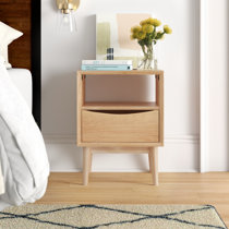 Darjeeling Large Bedside Table  Solid Mango Wood White Bedside Table