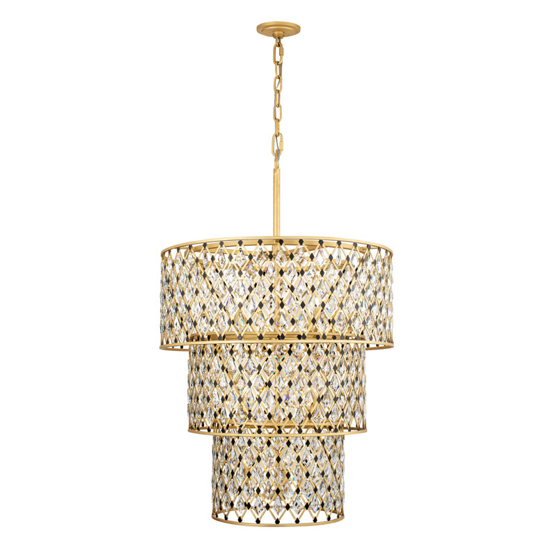Lustre à niveaux unique et remarquable à 13 lumières avec accents de cristal