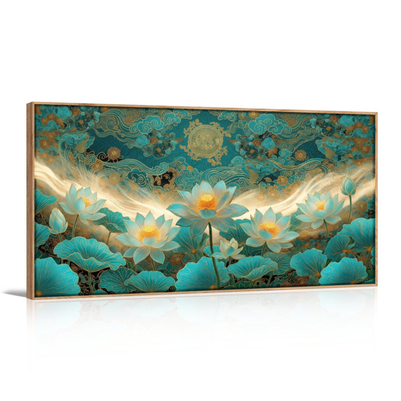 Lotus lotus, reproduction d'art sur toile, ensemble de 1, Naturel, L 40 po x H 20 po