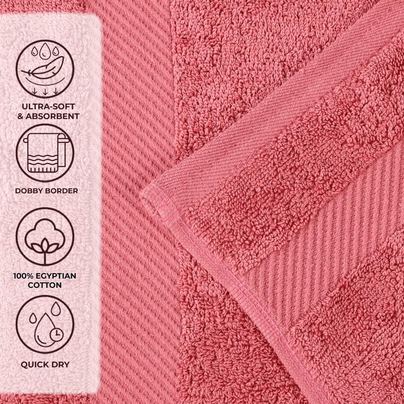 Kendell Egyptian Cotton Medium Weight Solid Luxury 6 Piece Hand Towel Set, Sandy Rose