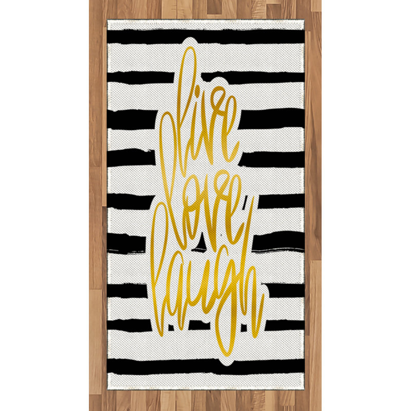 Live Laugh Love Live Laugh Love High Density Long Fiber Poly Threads Decorative Area Rug Carpet, Rectangle 2'7" x 5'