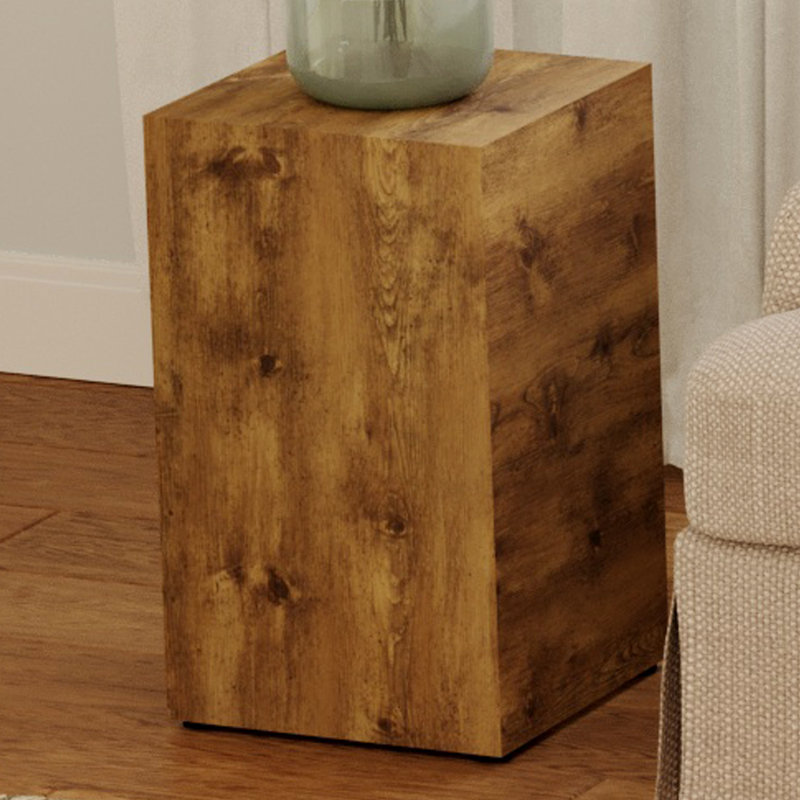  Rectangular Wooden Side Table, Excellent for Small Spaces, Dark Brown Wood, 19.69" H x 11.81" W x 11.81" D