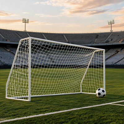 Filet de rebond de soccer de 6 à 12 pi et buts de soccer, structure en fer avec filet en PE, comprend 4 piquets en forme de U, équipement de sport portable de grande taille à filet divisé facile à assembler pour une utilisation intérieure et extérieure.