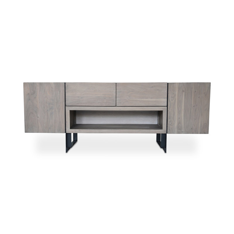Tiburon Solid Wood TV Stand, Light Gray Wood