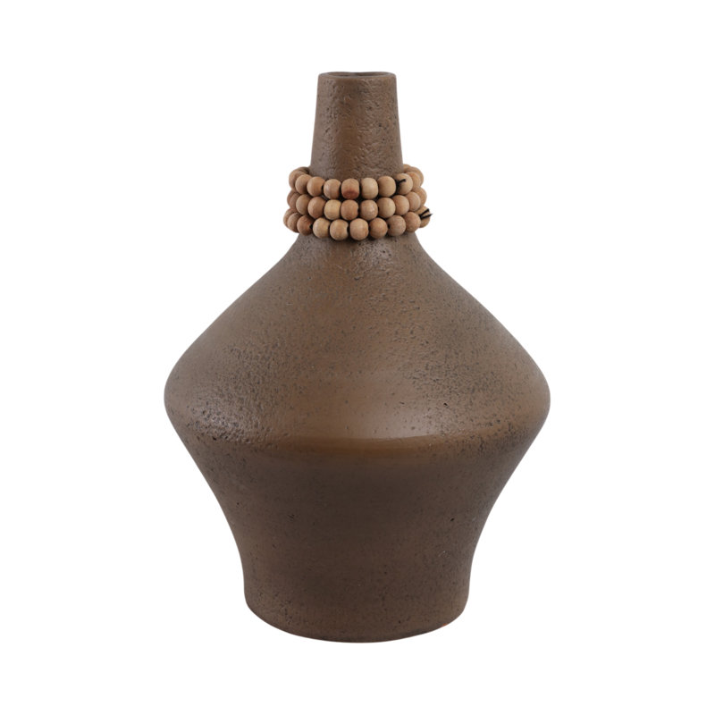 Tutwell Small Vase With Wood Beads, Brwn, 13" H x 9" W x 9" D