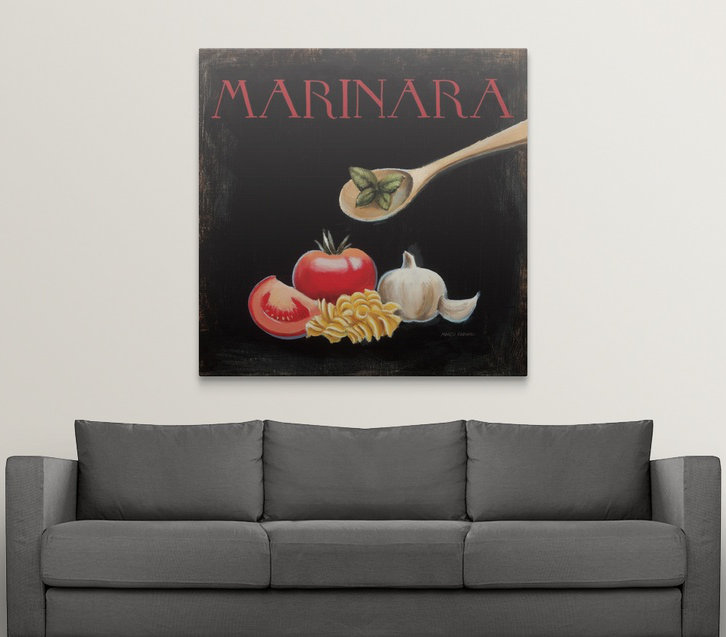 « iv » par marco fabiano, publicité rétro Italian Cuisine, H 24 po x l 24 po x P 1,5 po, Toile