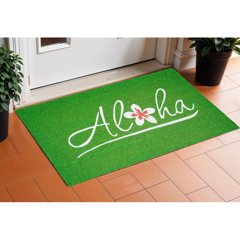 17" X 29" White Aloha Outdoor Coir Door Mat