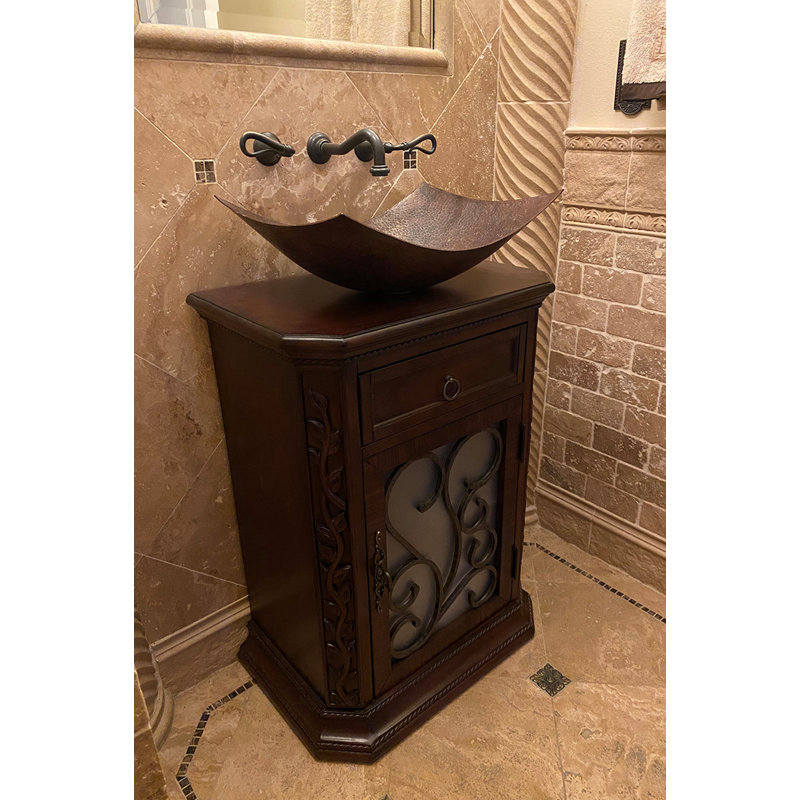 18" Rectangle Modern Slope Hammered Copper Sink