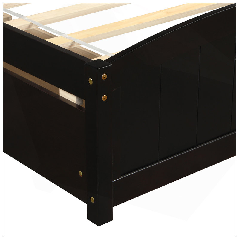 Lit plateforme simple avec deux tiroirs, Espresso
