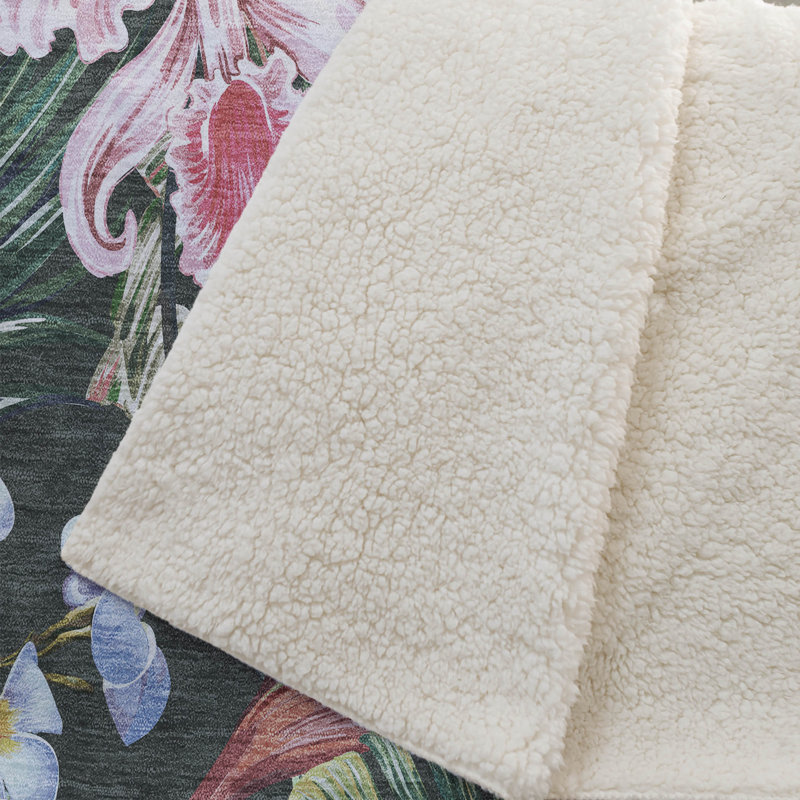 Addison Machine Washable Sherpa Floral and Leaves Throw Blanket