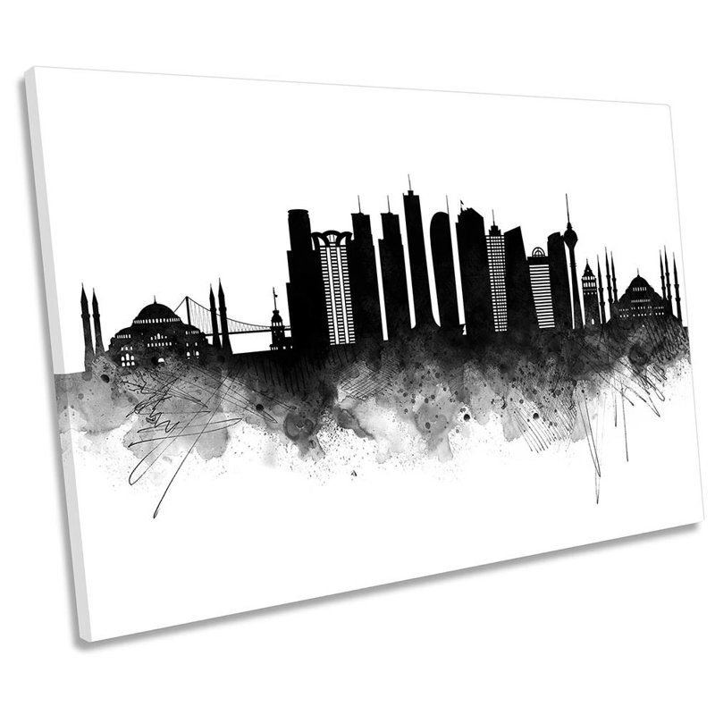 Istanbul Abstract City Skyline - Wrapped Canvas Print, 50.8cm H x 76.2cm W x 2cm D
