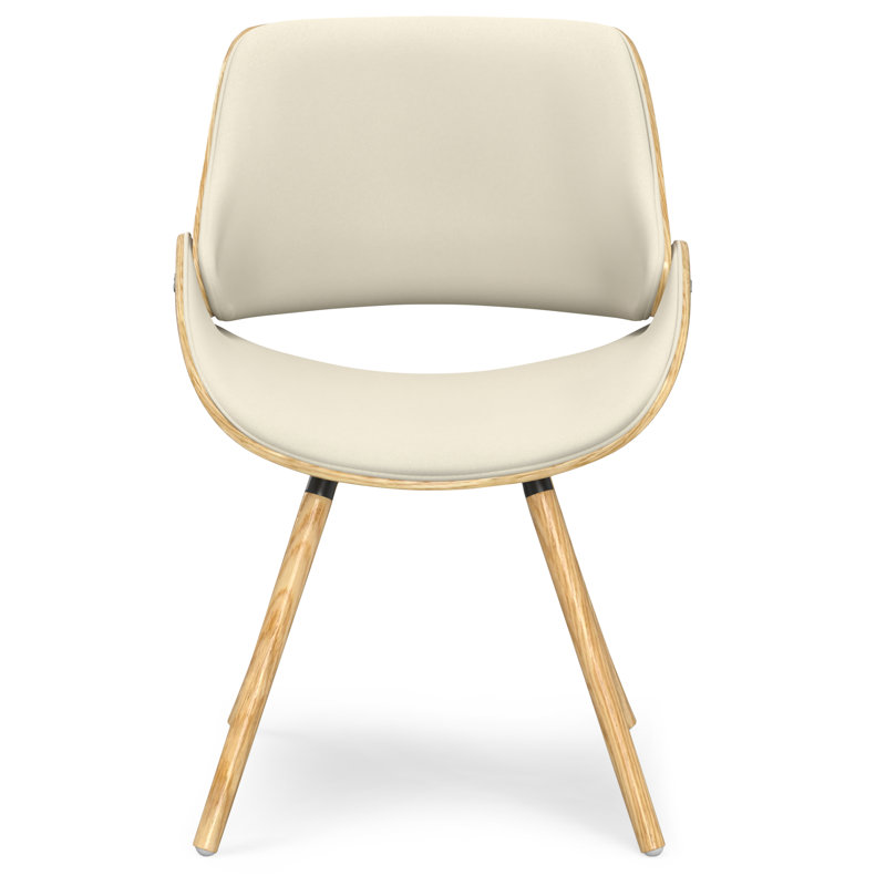 Malden Upholstered Dining Chair with Ergonomic Solid Wood Frame and Mid-Century Modern Style, Natural