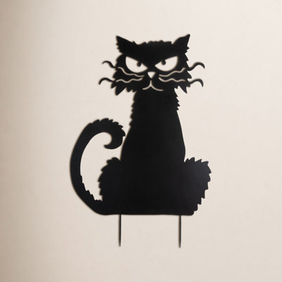 Metal Black Cat Silhouette Yard Stake