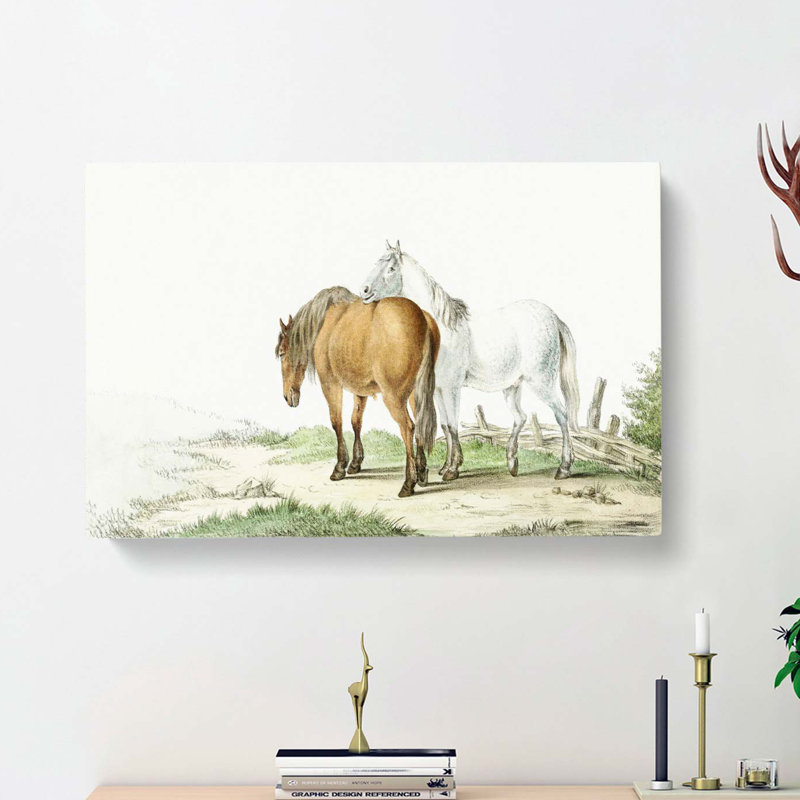 Two Horses by Jean Bernard - Wrapped Canvas Painting, 40cm H x 60cm W x 3cm D