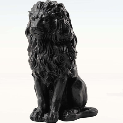 20.5 Inch Resin Lion Statue, Durable Outdoor Guardian Sculpture for Gardens and Homes, Realistic Animal Decor with Patriotic Appeal