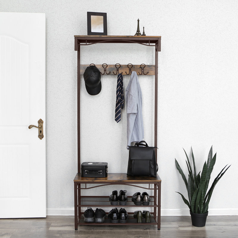 Portemanteau avec banc et rangement pour chaussures Fredson