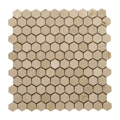 Crema Marfil 1" x 1" Marble HoneyComb Mosaic Wall & Floor Tile