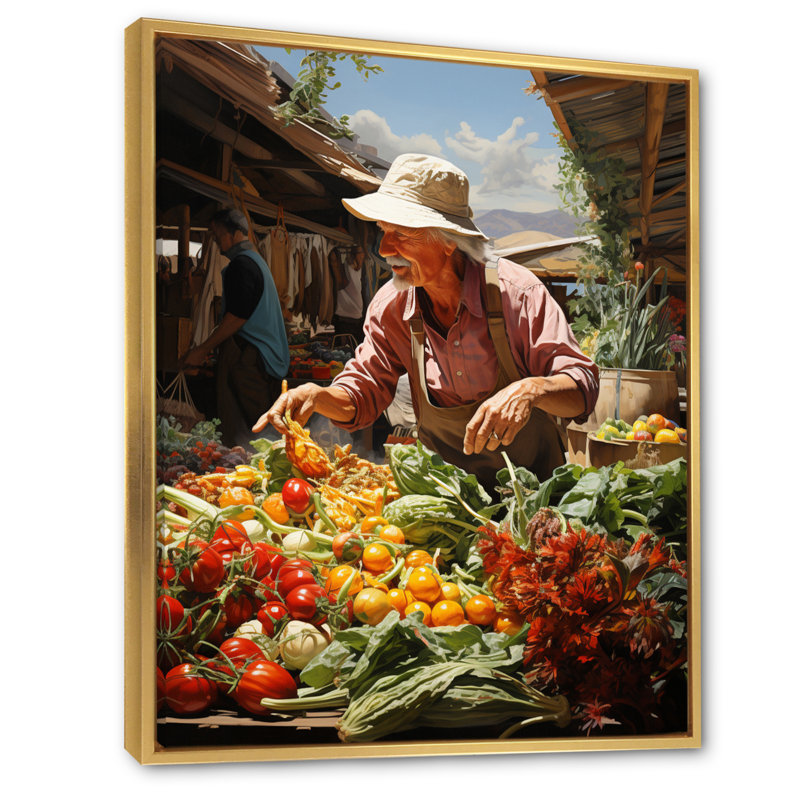 Food Farmers Market - impressions murales de ferme, H 20 po x l 12 po x P 1 po, Cadre flottant doré