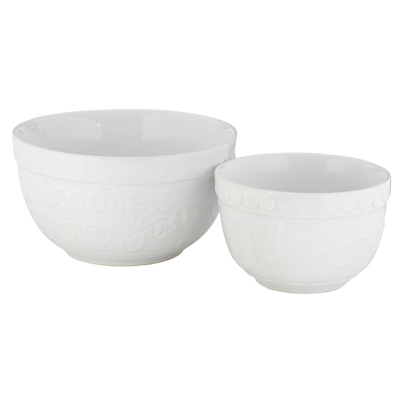 Gigi 2 Piece Stoneware Mixing Bowl Set, White