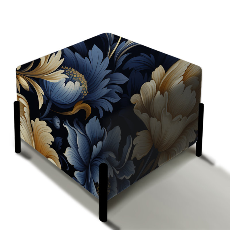 Celestial Blue Damask Mirage - Repose-pieds carré damassé