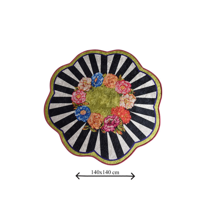 Antibacterial Bathmat, 100% Polyester, 55.1 Inch Diameter | Non-Slip Underside, Pile Height: 0.4 Inches, 700 Grams per Square Meter | Machine Washable, Durable & Stylish for Bathroom Safety and Comfort