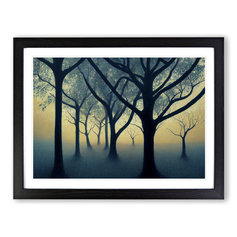 Harmonious Tree Forest - Single Picture Frame Print, Black, 46cm H x 64cm W x 2cm D