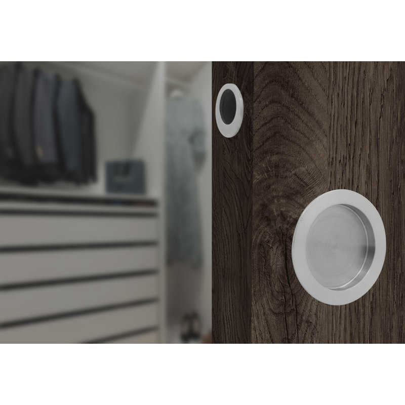 Quincaillerie de porte avec passe-tringle - Passage avec poignée, Acier inoxydable satiné