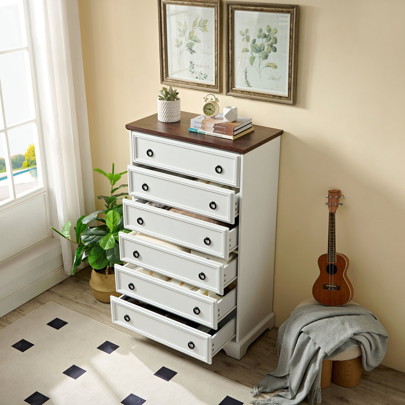 Commode 6 tiroirs, commode haute pour chambre à coucher - Standard, 48.03 cm H x 29.53 cm W x 15.75 cm D
