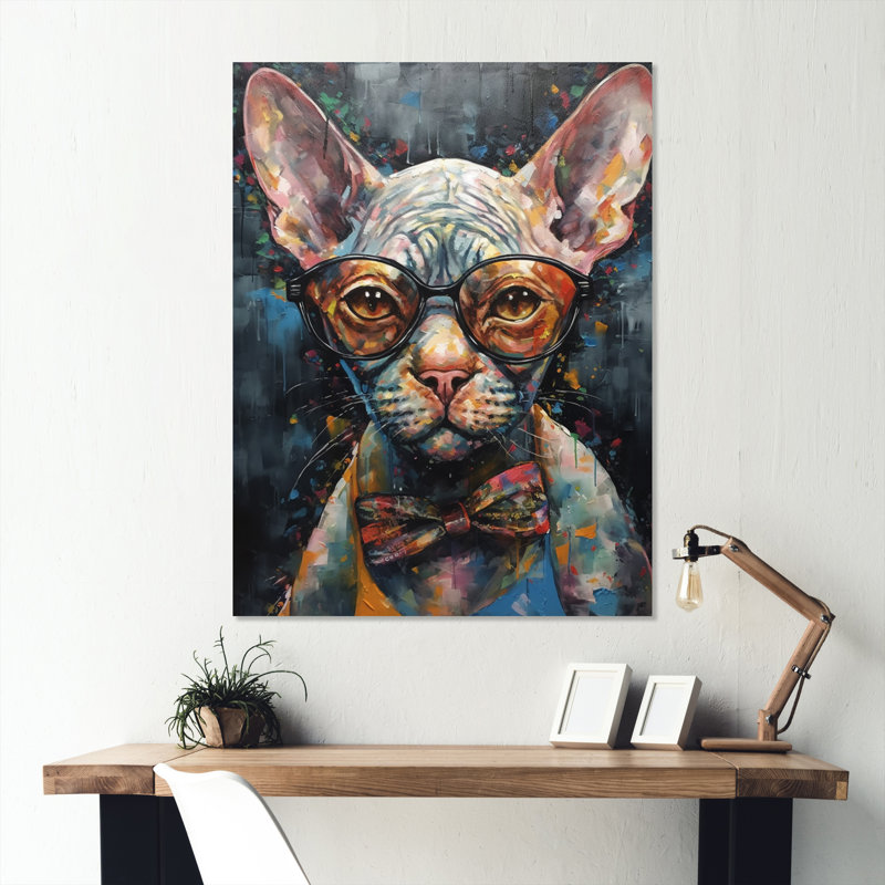 Décoration murale en métal Cool Cat avec lunettes de soleil III, Rectangle H 32 po x l 24 po x P 1 po