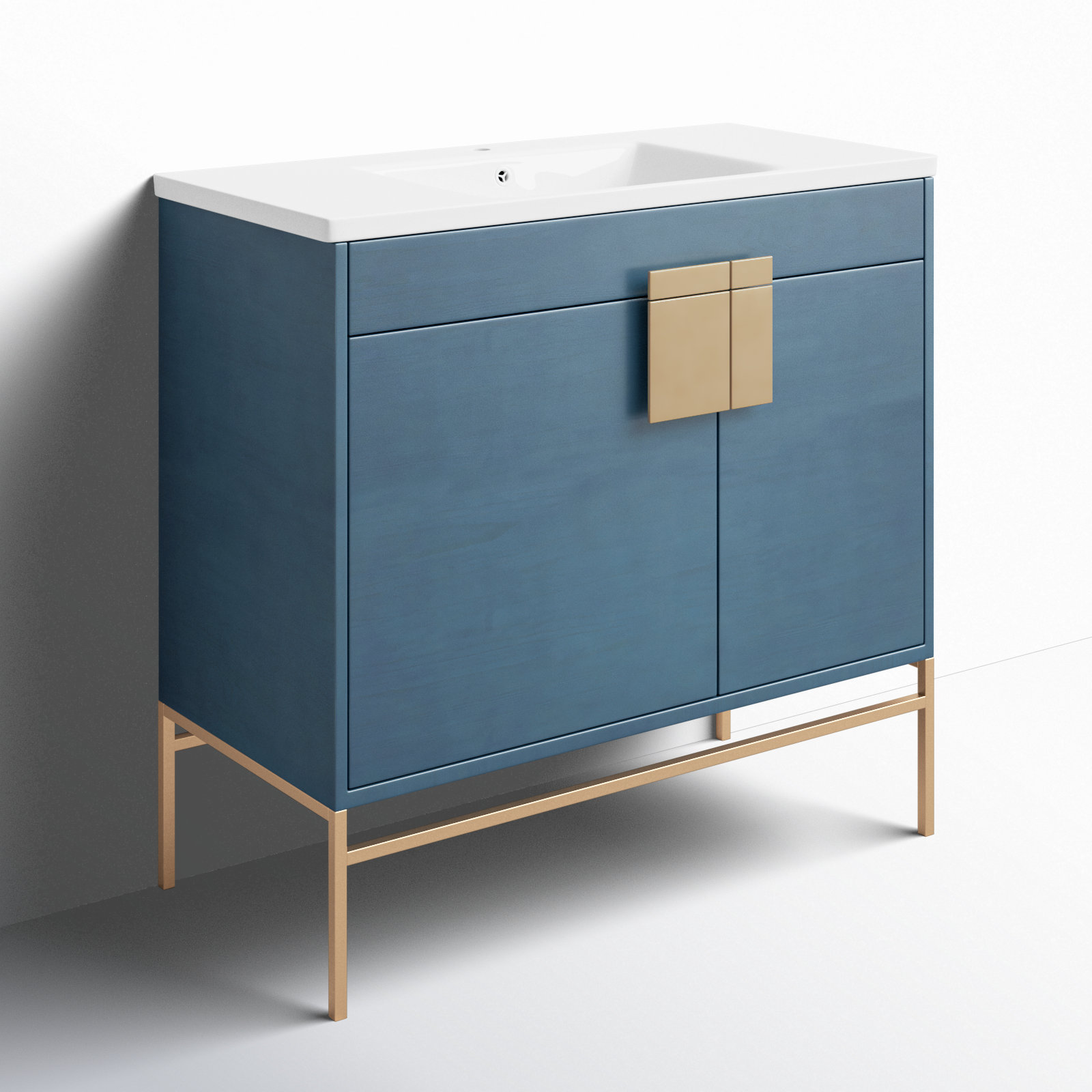 Maisie 36'' Single Bathroom Vanity, Satin Brass, French Blue