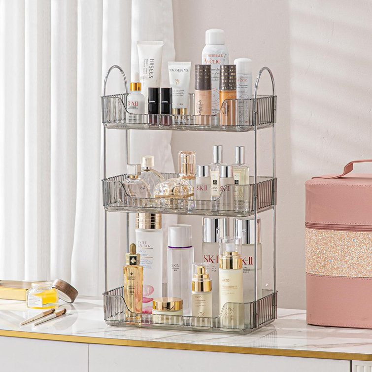 Naleiah Acrylic 3 Compartment Makeup Organizer