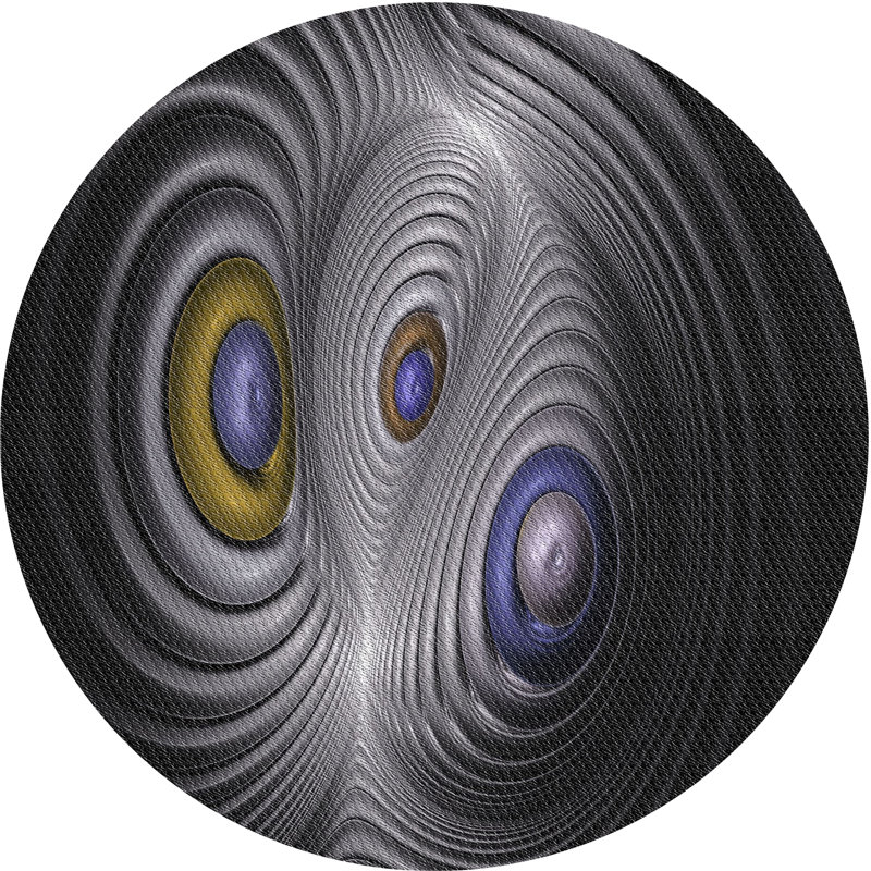 Tapis noir/gris tissé à la machine, Rond 8 pi