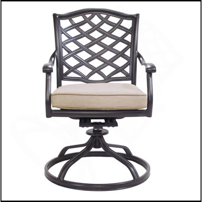 Chaise de salle à manger pivotante en fonte d'aluminium avec coussin, ensemble de 2