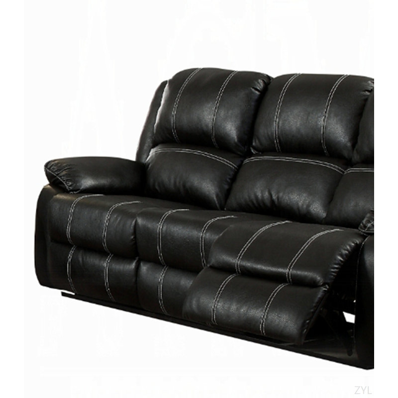 Canapé inclinable en cuir synthétique Zuriel, Noir