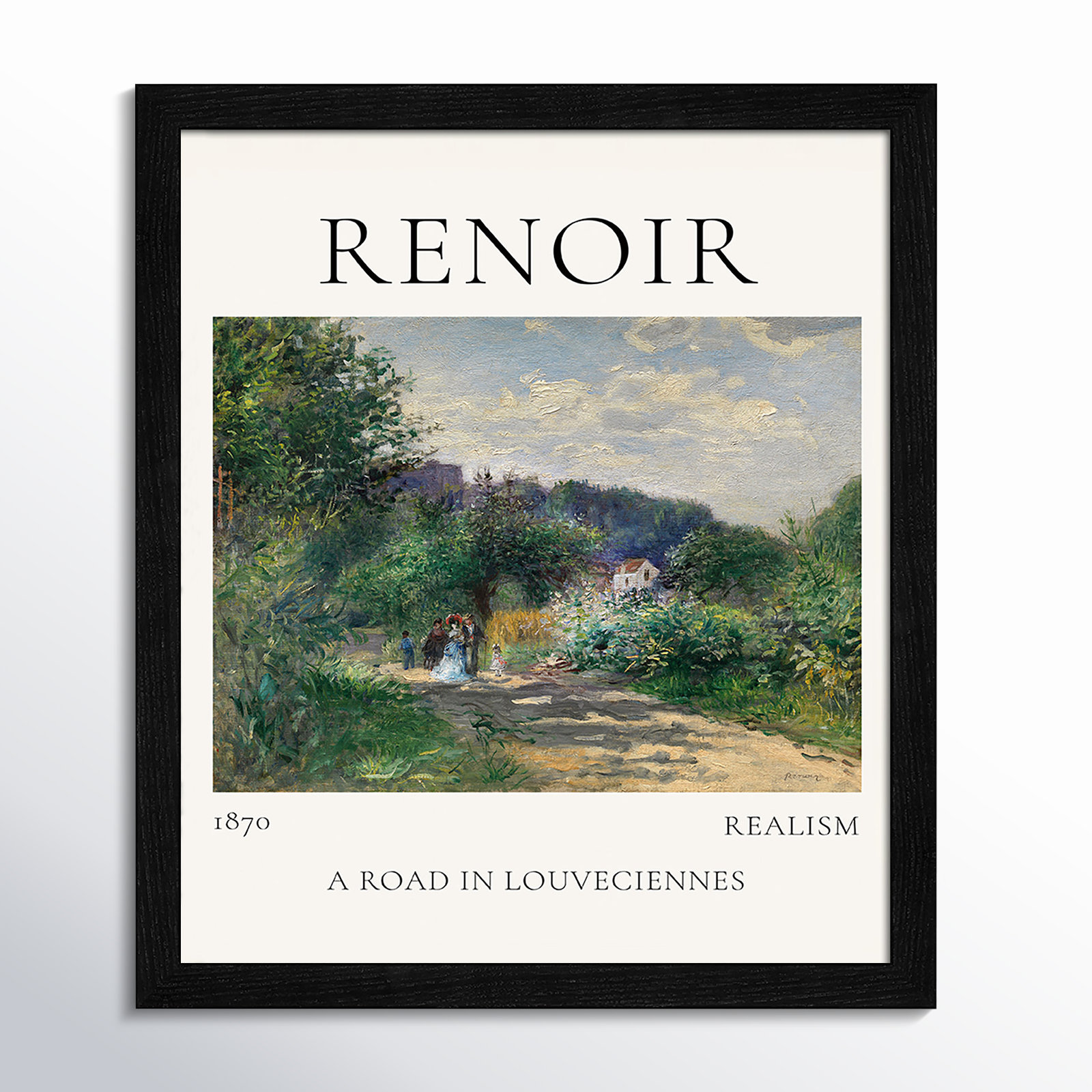 Old Masters Collection "A Road in Louveciennes" Print, No, Black Single Picture Frame, 15" H x 13" W x 0.75" D