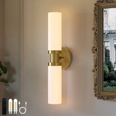 16.5" Rechargeable Dimmable Wall Sconce with Remote & Bulbs