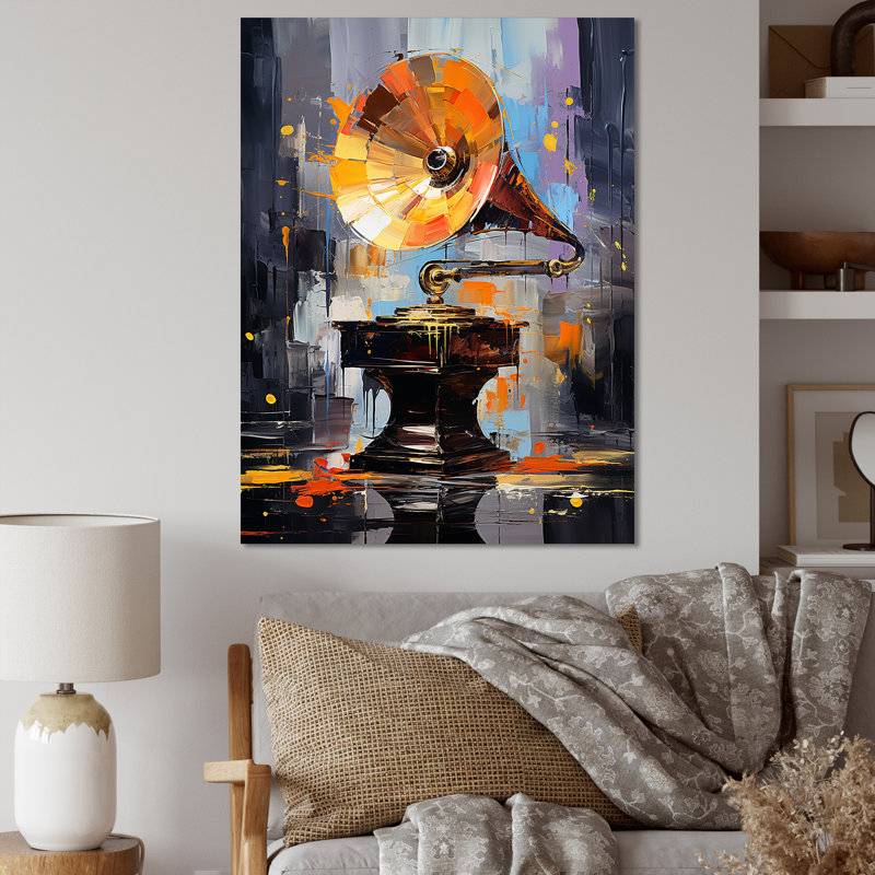 Kirisa - Phonographe abstrait coloré fusion - impression, H 44 po x l 34 po x P 1,5 po, Toile tendue