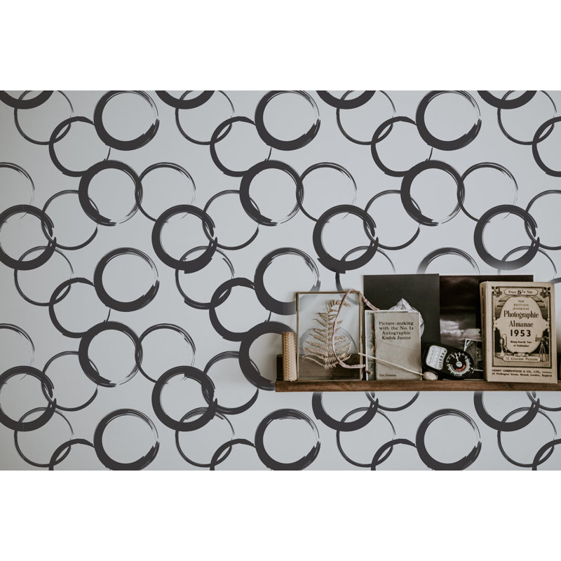Perfect Circle Brushstroke Geometric Peel & Stick Wallpaper Roll by Jamie Graney