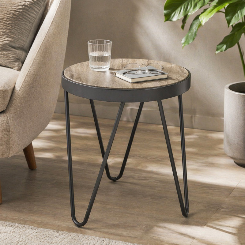 Table de bout, 18.55" H x 35.43" W x 35.43" D, Oak Wood / Brown