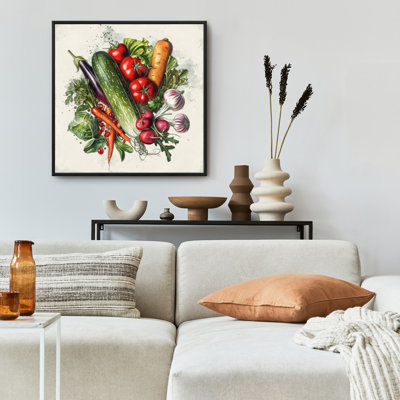 Veggies - White Framed Canvas for Stylish Home Decor