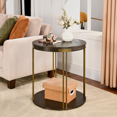 Black End Table With Iron Frame