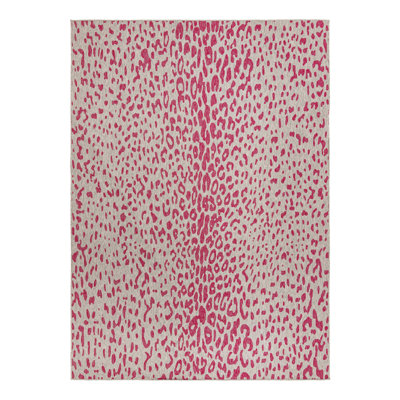 Tapis de safari d'extérieur rose et gris