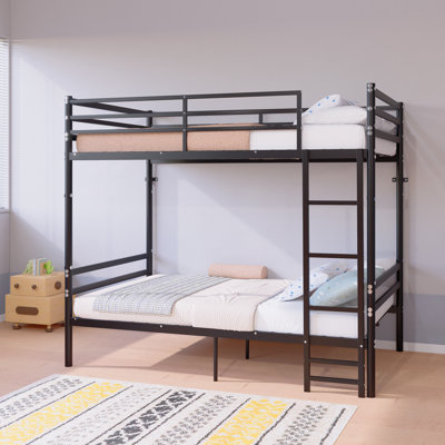Lit superposé double robuste Emerson avec barrière de sécurité haute, barres transversales de 19 pouces et rangement sous le lit pour enfants, adolescents et adultes
