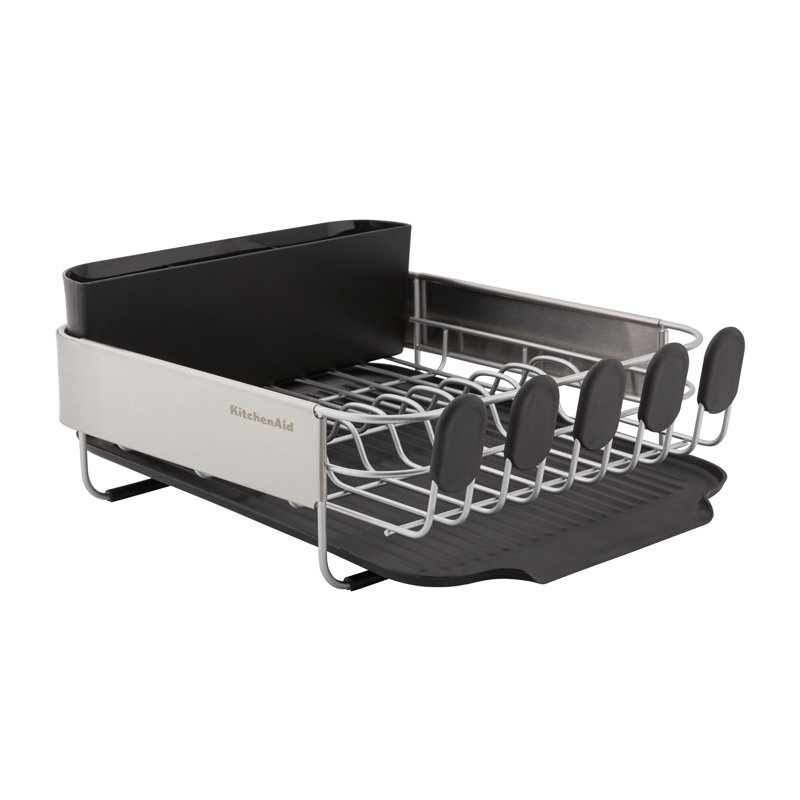 KitchenAid® Compact Stainless Steel Dish Rack, 16.06-Inch, Black